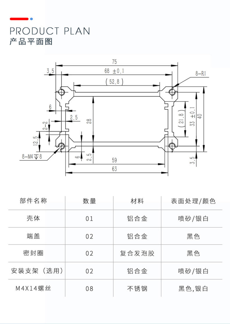 线路板铝合金防水外壳