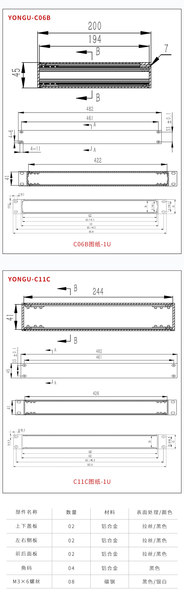 服务器19寸1U铝合金机箱