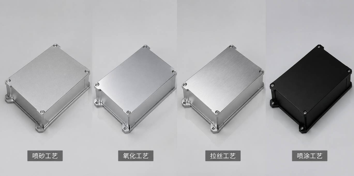 <a href=https://www.yonggubox.com target='_blank'>铝合金外壳</a>的喷砂、氧化、拉丝、喷涂工艺对比
