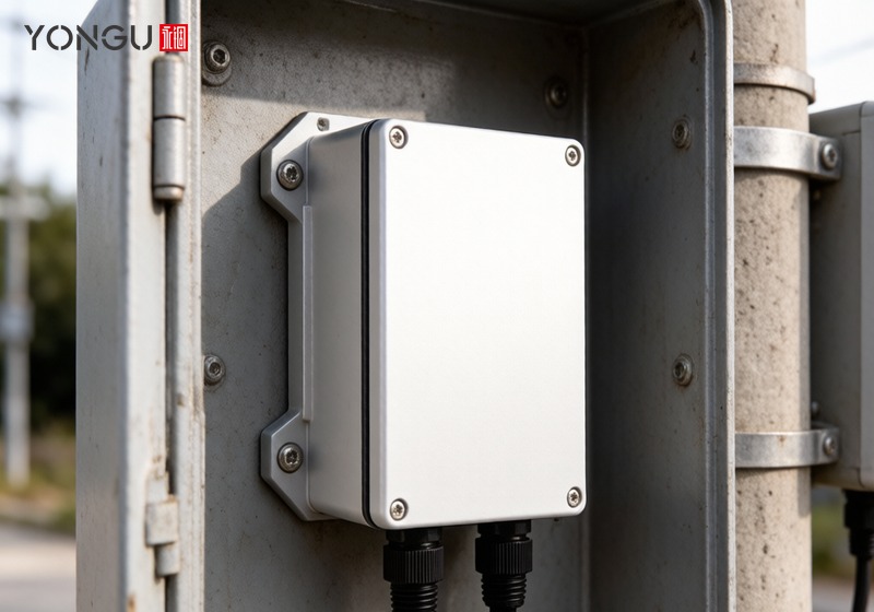 L03智慧灯杆网关<a href=https://www.yonggubox.com/cn/list-5-62.html target='_blank'>防水外壳</a>杆上安装